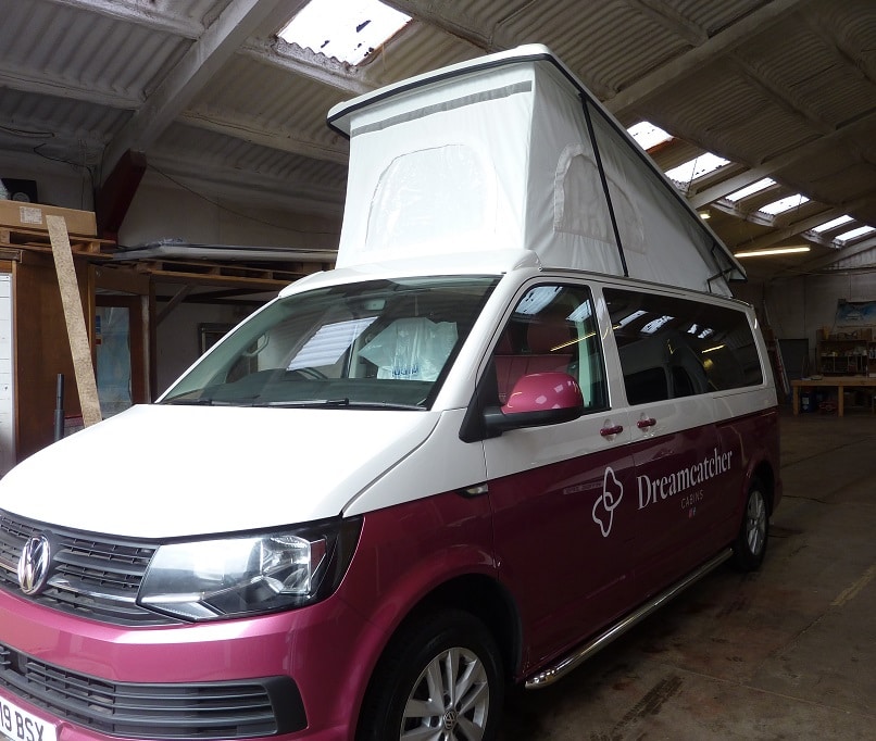 Bespoke VW T6 LWB campervan conversion side view