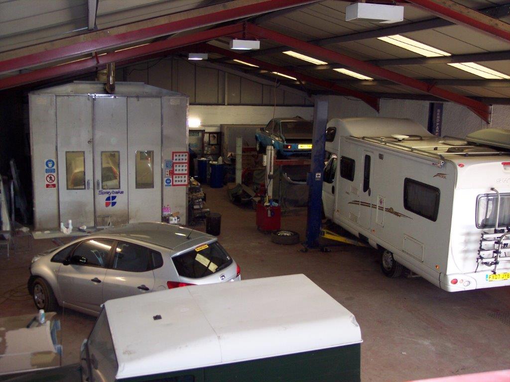 Bodyshop workshop at Mill Garage, Duns